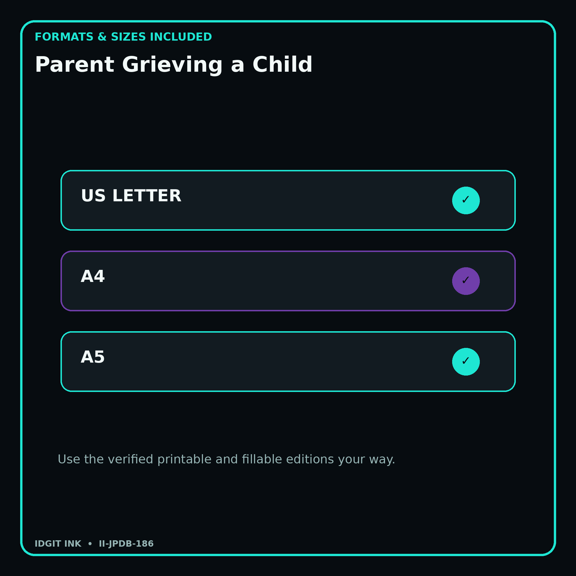 Parent Grieving a Child digital bundle formats in US Letter A4 and A5