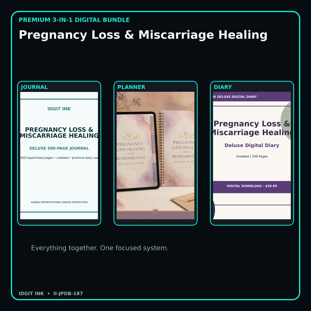 Pregnancy Loss & Miscarriage Healing premium digital journal planner and diary bundle cover