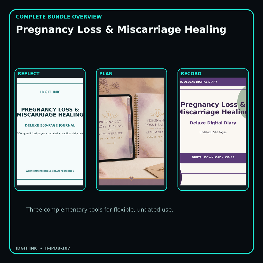 Pregnancy Loss & Miscarriage Healing complete three-product digital bundle overview