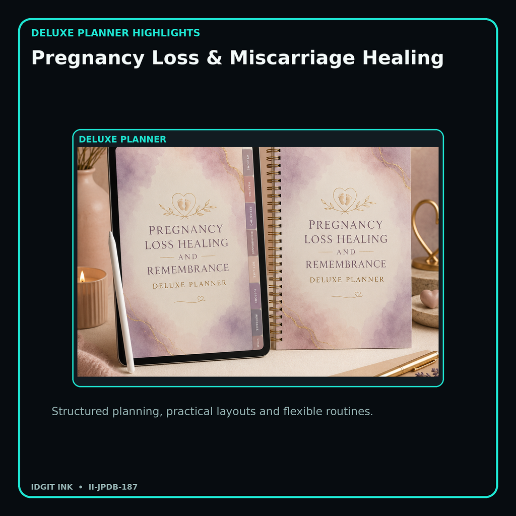 Pregnancy Loss & Miscarriage Healing deluxe digital planner features and flexible organization