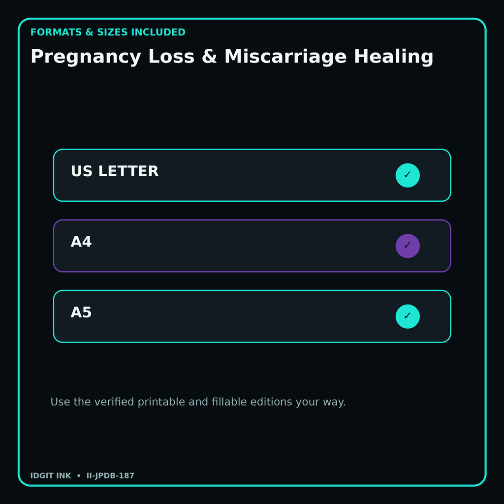 Pregnancy Loss & Miscarriage Healing digital bundle formats in US Letter A4 and A5