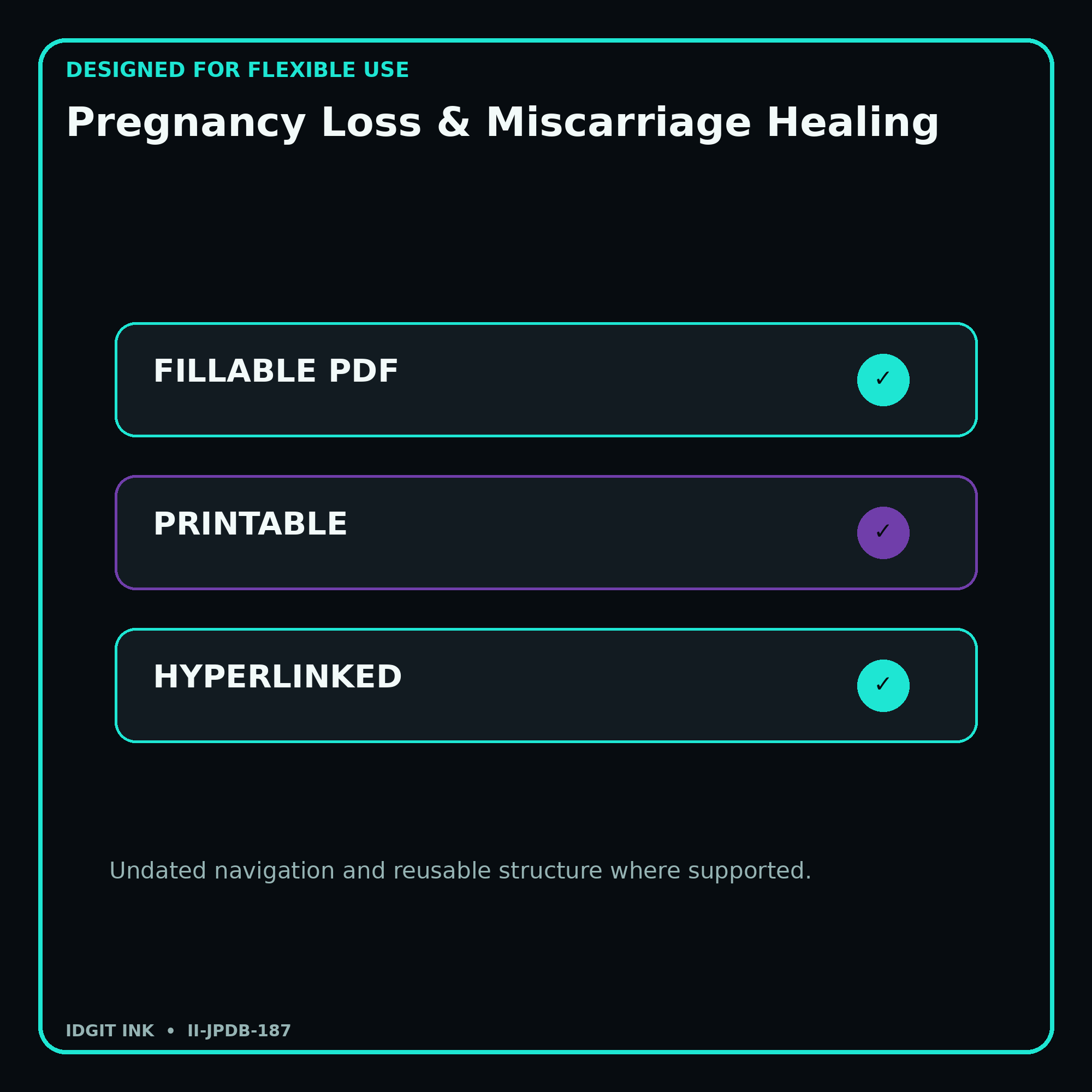 Pregnancy Loss & Miscarriage Healing fillable printable and hyperlinked digital features