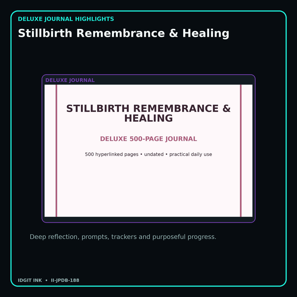 Stillbirth Remembrance & Healing deluxe digital journal features and guided reflection pages