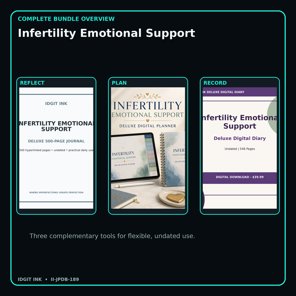 Infertility Emotional Support complete three-product digital bundle overview