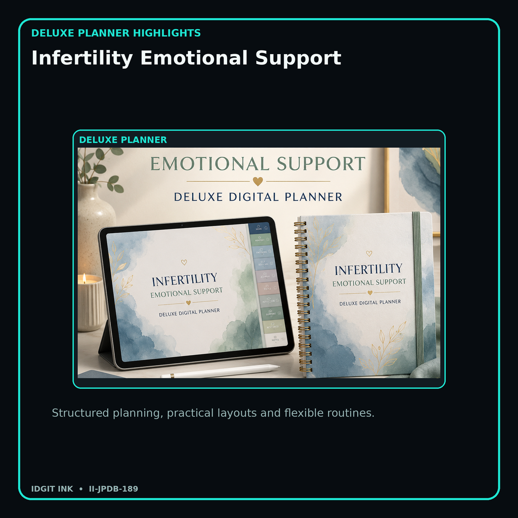 Infertility Emotional Support deluxe digital planner features and flexible organization