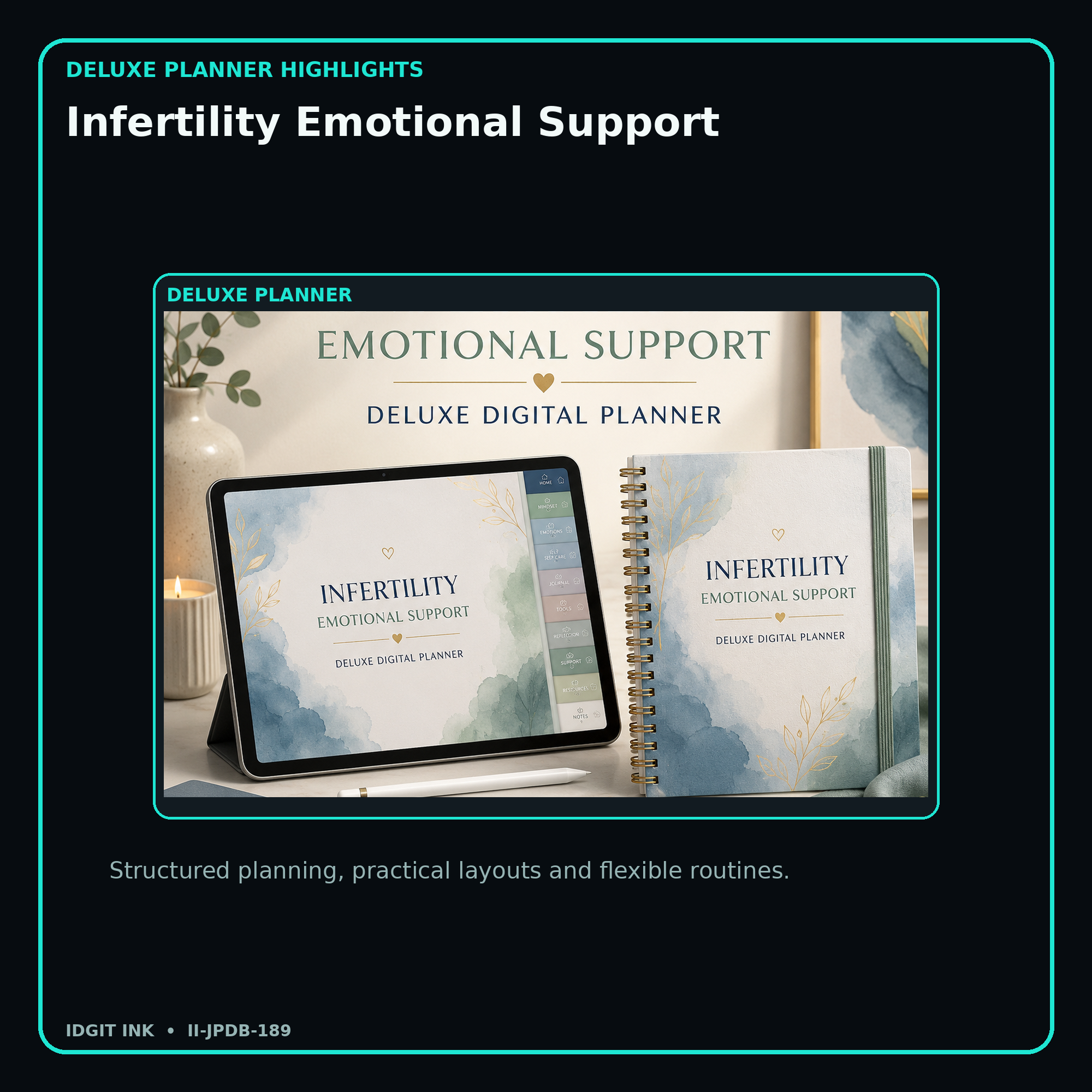 Infertility Emotional Support deluxe digital planner features and flexible organization