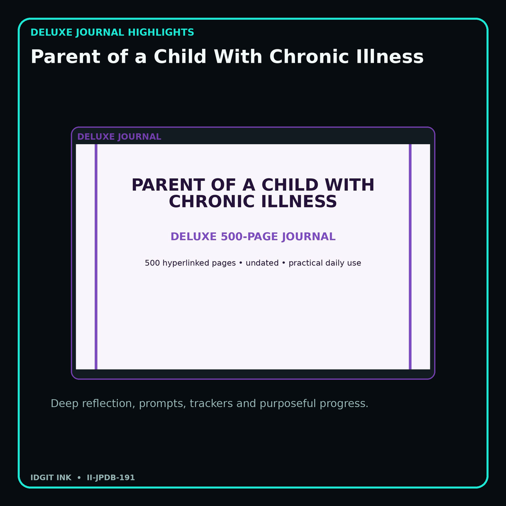 Parent of a Child With Chronic Illness deluxe digital journal features and guided reflection pages