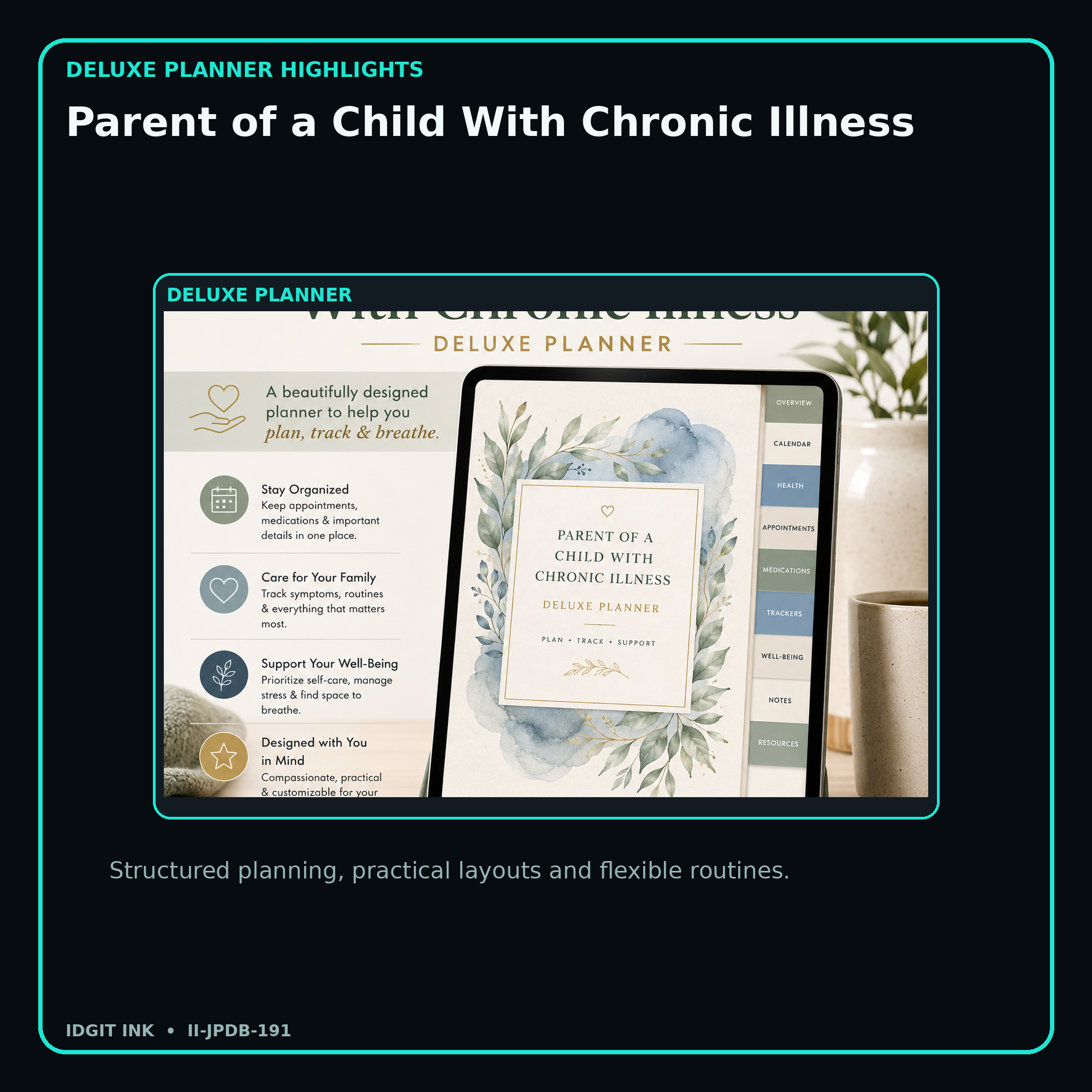 Parent of a Child With Chronic Illness deluxe digital planner features and flexible organization