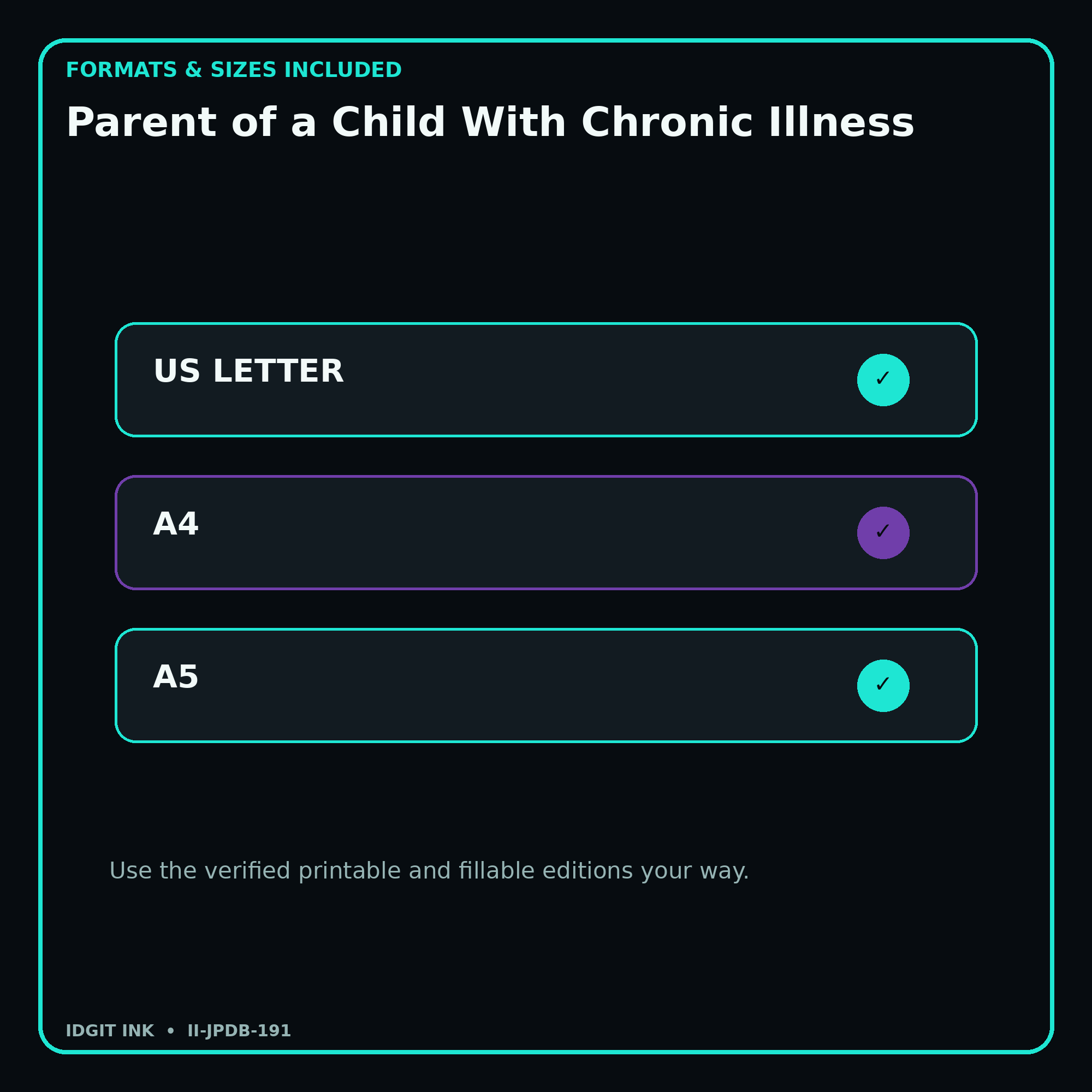Parent of a Child With Chronic Illness digital bundle formats in US Letter A4 and A5