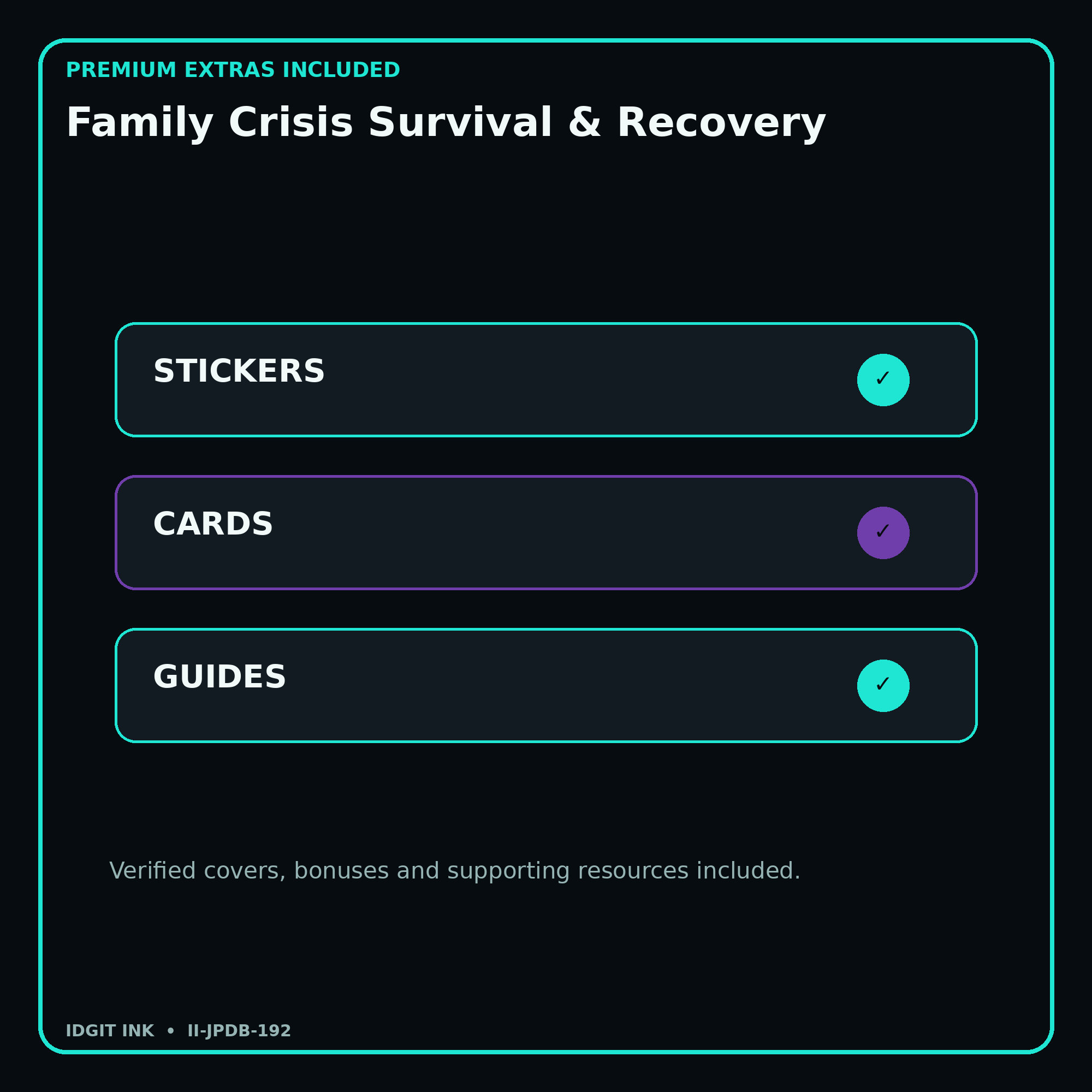Family Crisis Survival & Recovery stickers cards covers guides and verified bundle bonuses