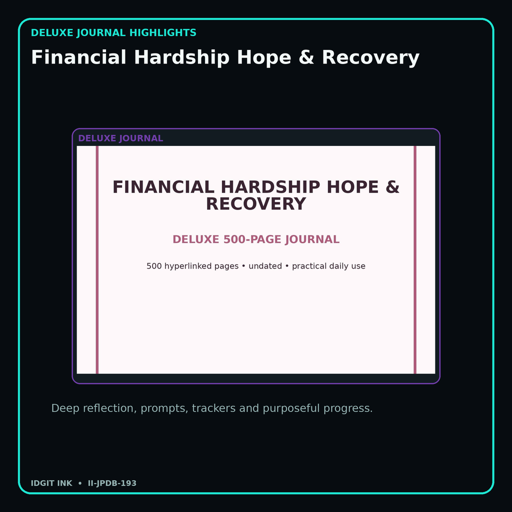 Financial Hardship Hope & Recovery deluxe digital journal features and guided reflection pages