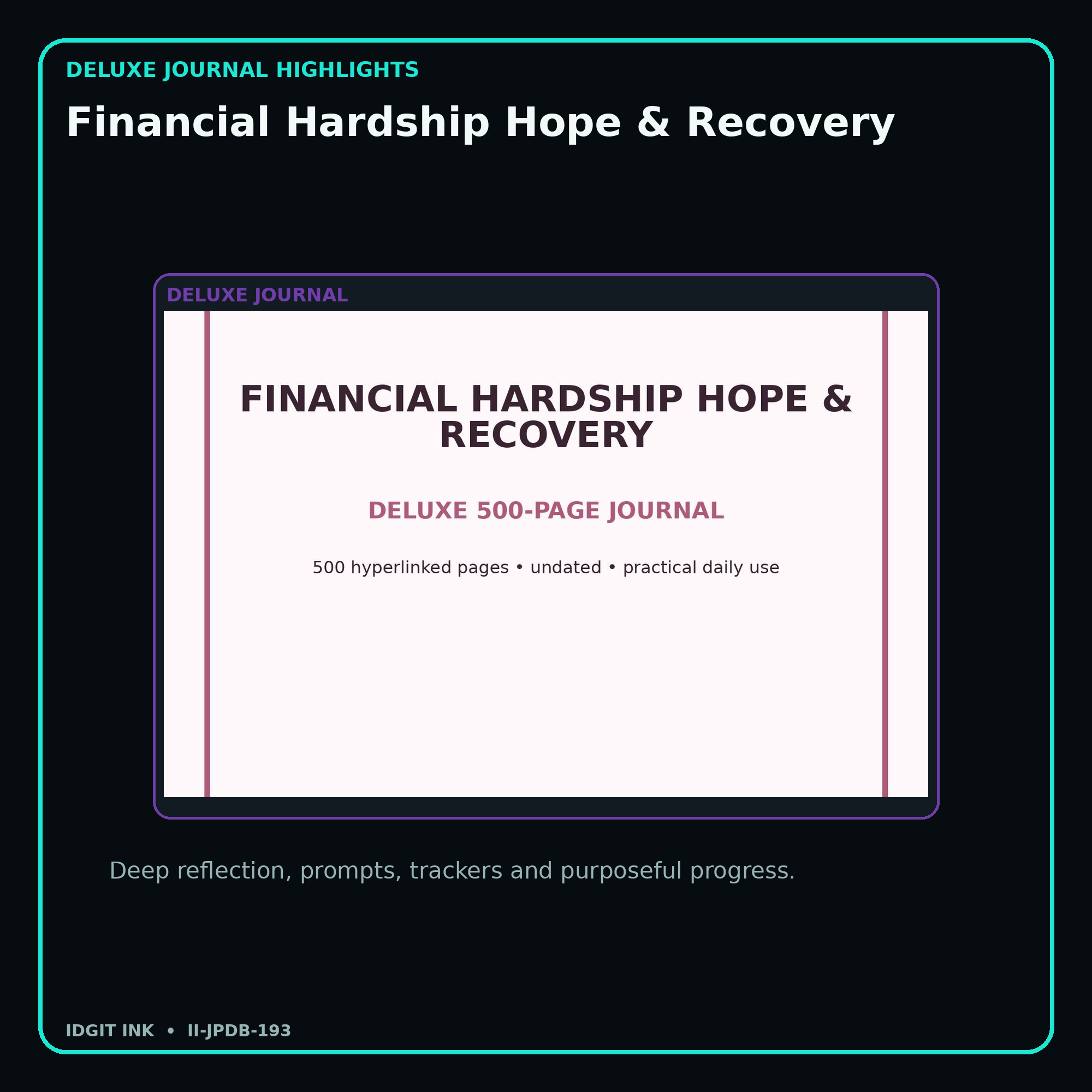 Financial Hardship Hope & Recovery deluxe digital journal features and guided reflection pages