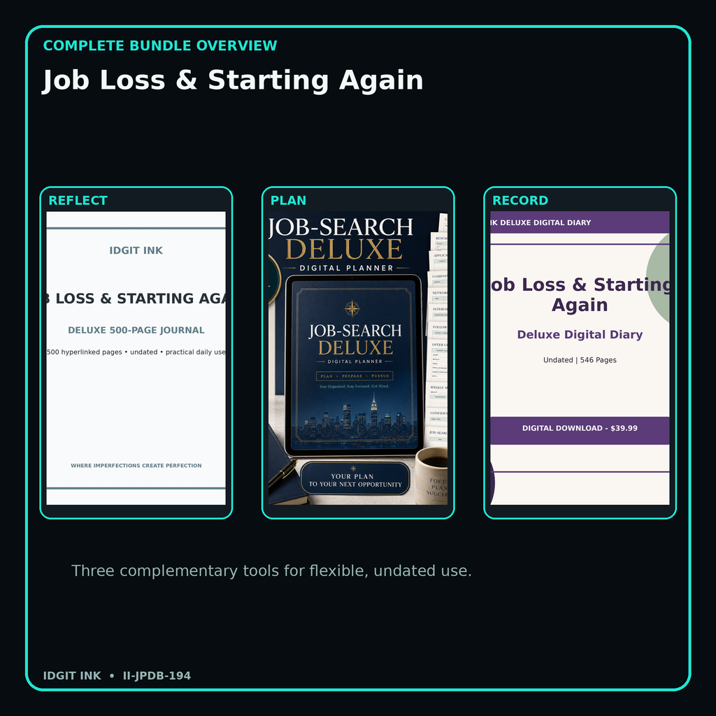 Job Loss & Starting Again complete three-product digital bundle overview