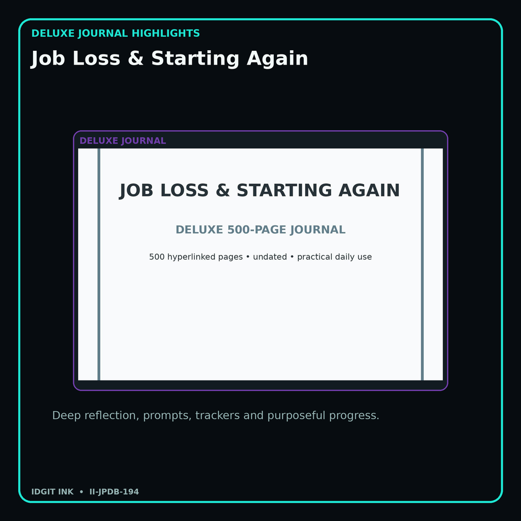 Job Loss & Starting Again deluxe digital journal features and guided reflection pages