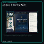 Job Loss & Starting Again deluxe digital planner features and flexible organization