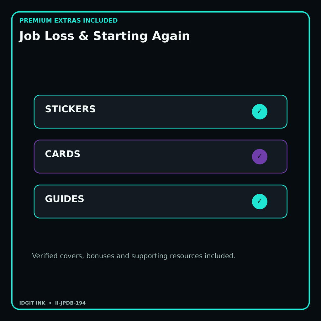 Job Loss & Starting Again stickers cards covers guides and verified bundle bonuses