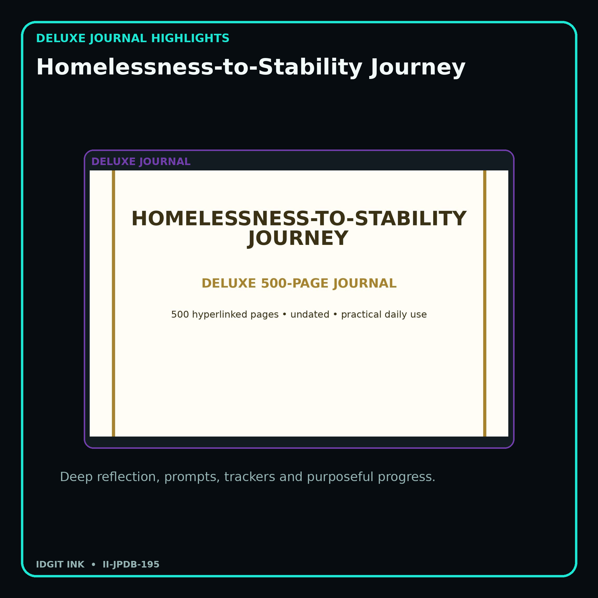 Homelessness-to-Stability Journey deluxe digital journal features and guided reflection pages