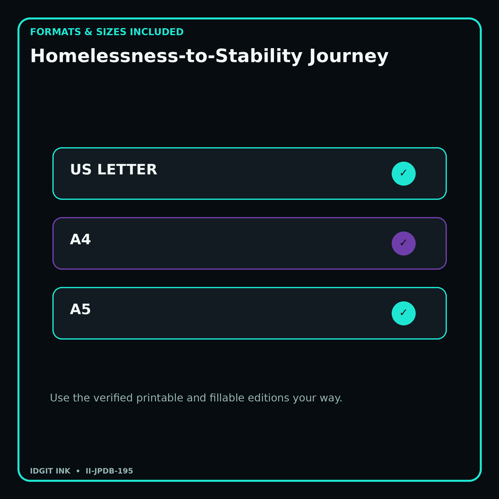Homelessness-to-Stability Journey digital bundle formats in US Letter A4 and A5