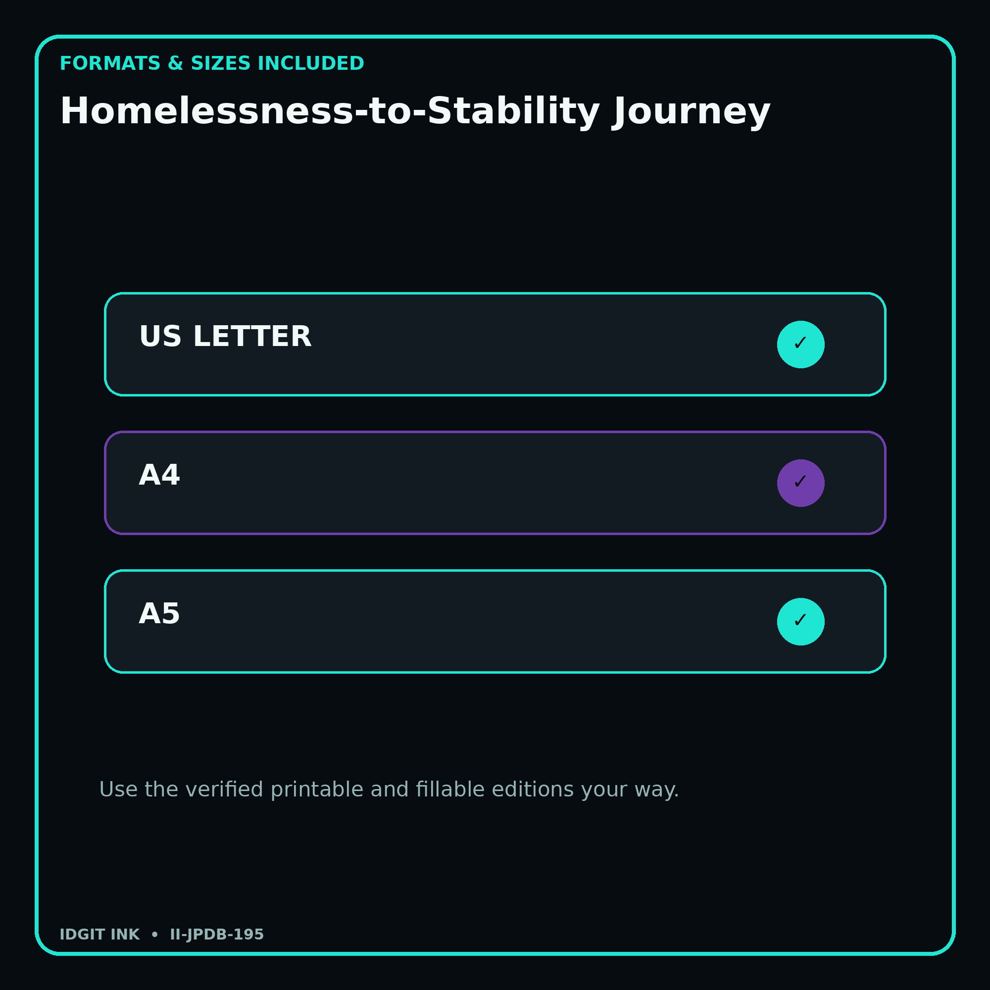Homelessness-to-Stability Journey digital bundle formats in US Letter A4 and A5