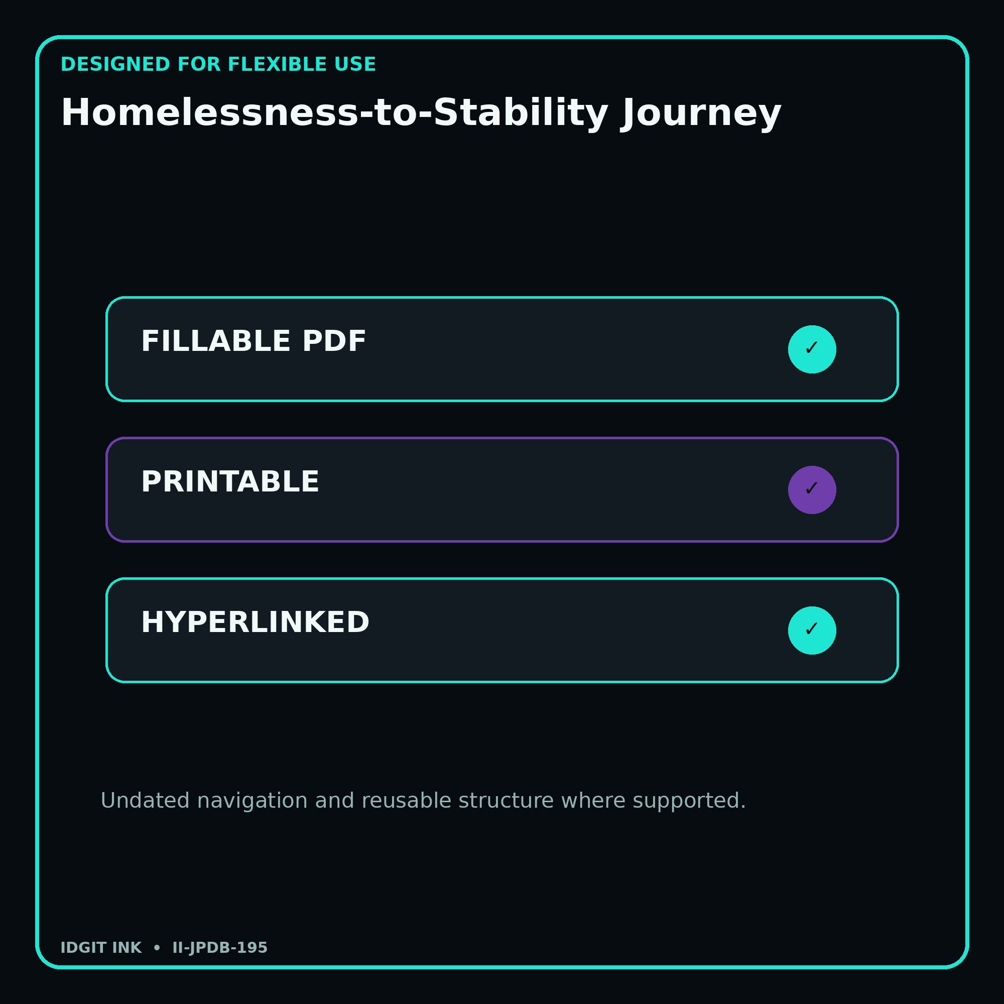 Homelessness-to-Stability Journey fillable printable and hyperlinked digital features