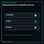 Homelessness-to-Stability Journey stickers cards covers guides and verified bundle bonuses