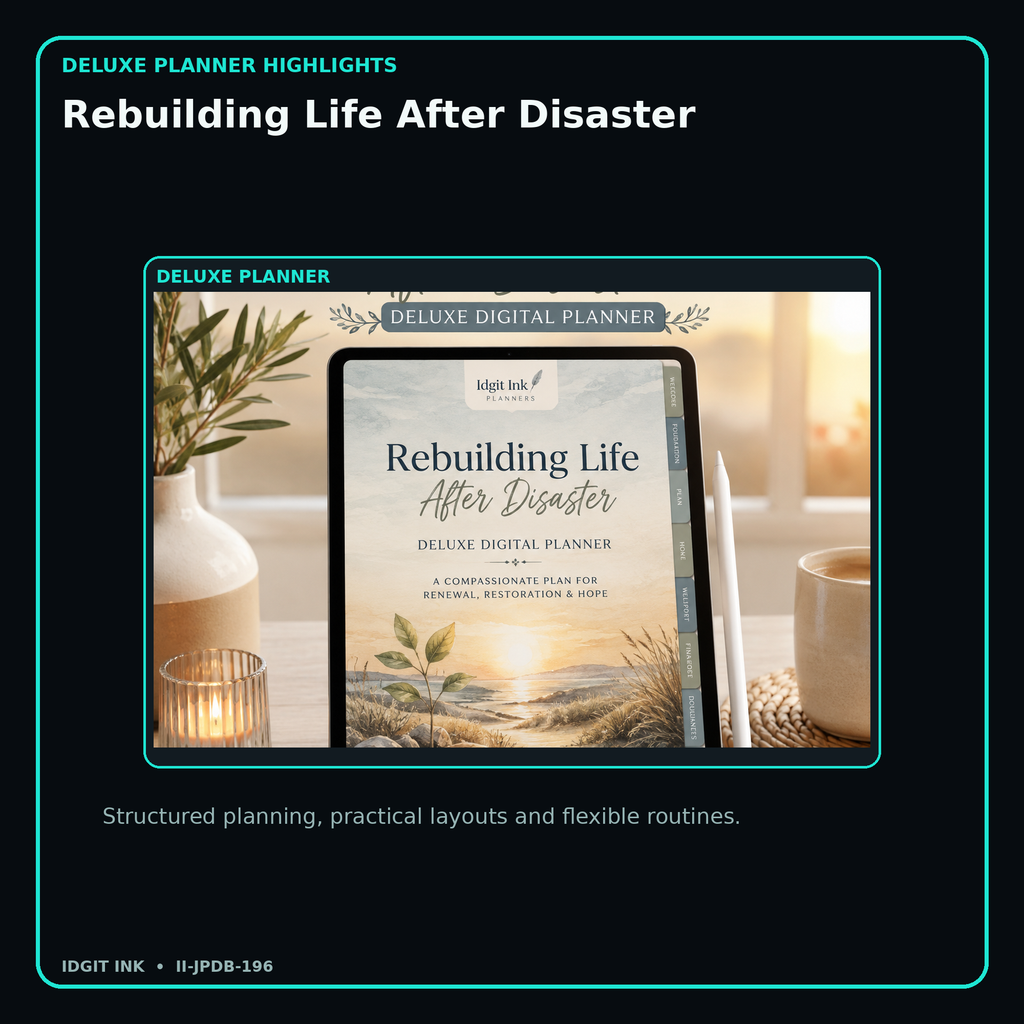 Rebuilding Life After Disaster deluxe digital planner features and flexible organization