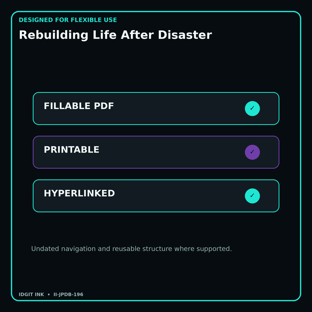 Rebuilding Life After Disaster fillable printable and hyperlinked digital features