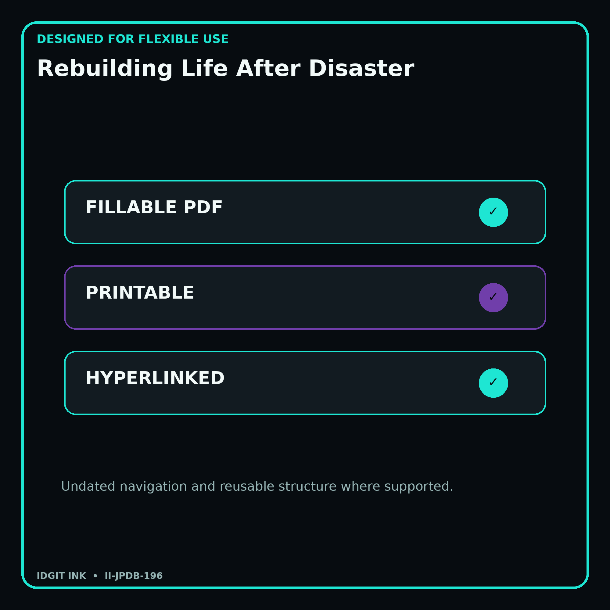 Rebuilding Life After Disaster fillable printable and hyperlinked digital features