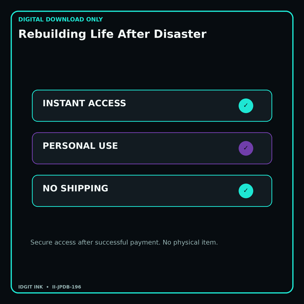 Rebuilding Life After Disaster secure digital download personal-use and no-shipping notice