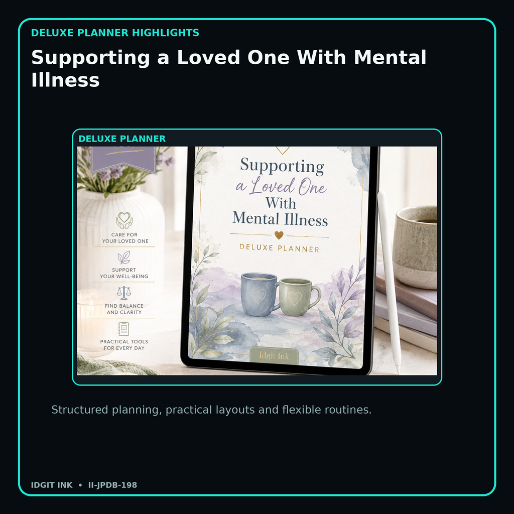 Supporting a Loved One With Mental Illness deluxe digital planner features and flexible organization