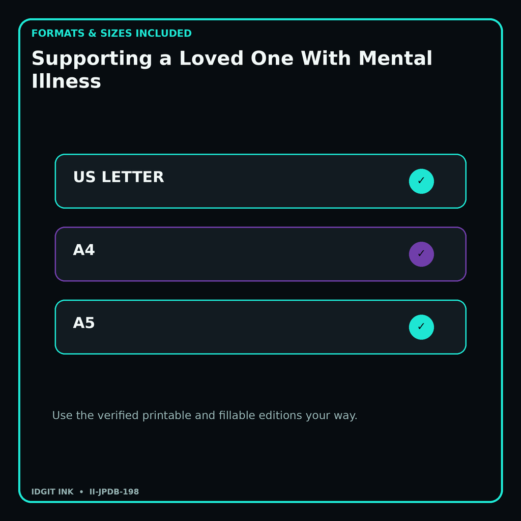 Supporting a Loved One With Mental Illness digital bundle formats in US Letter A4 and A5