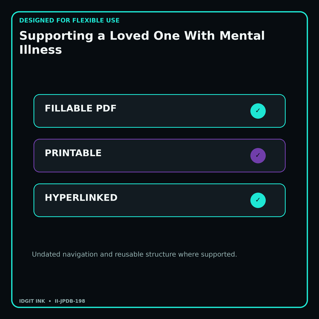 Supporting a Loved One With Mental Illness fillable printable and hyperlinked digital features