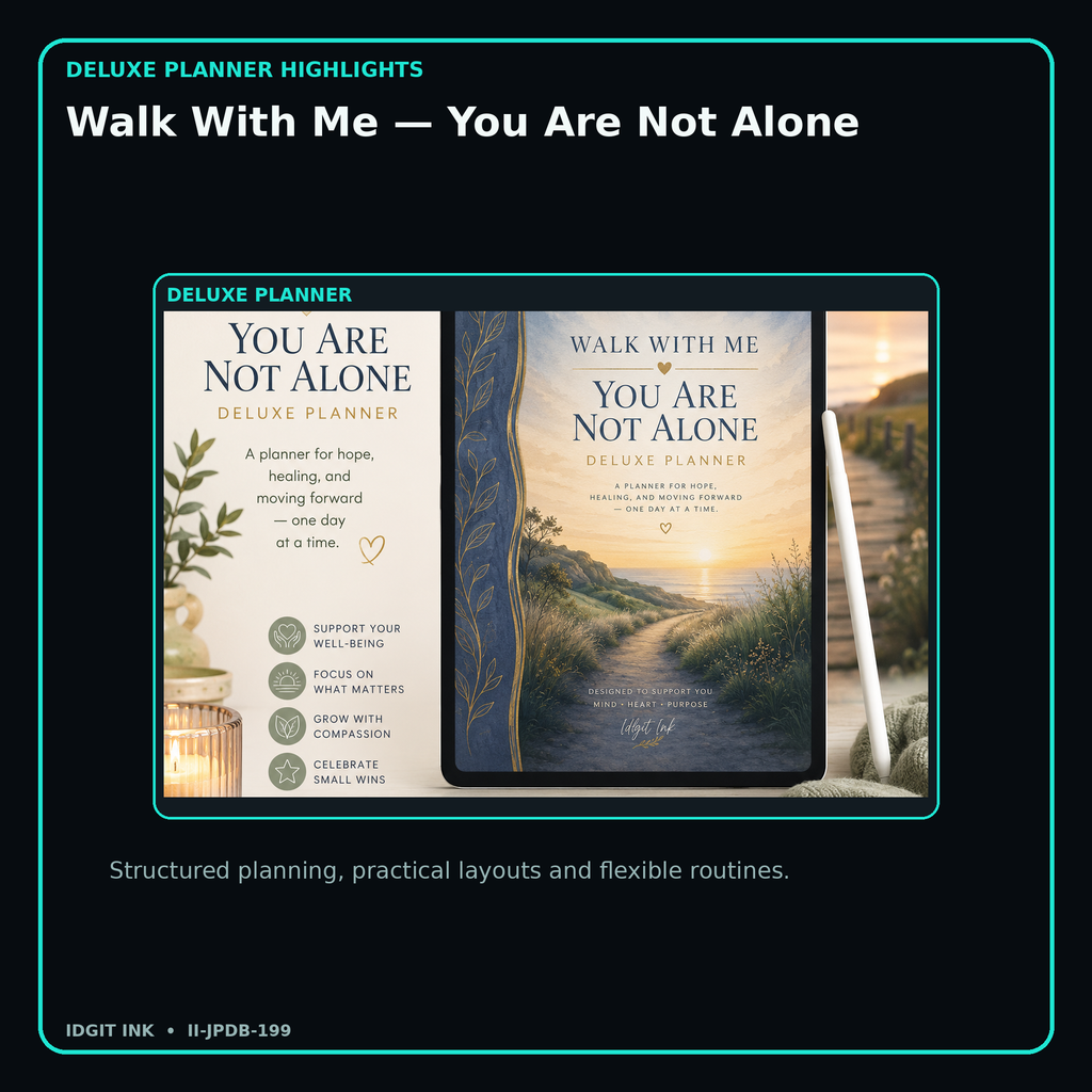 Walk With Me — You Are Not Alone deluxe digital planner features and flexible organization