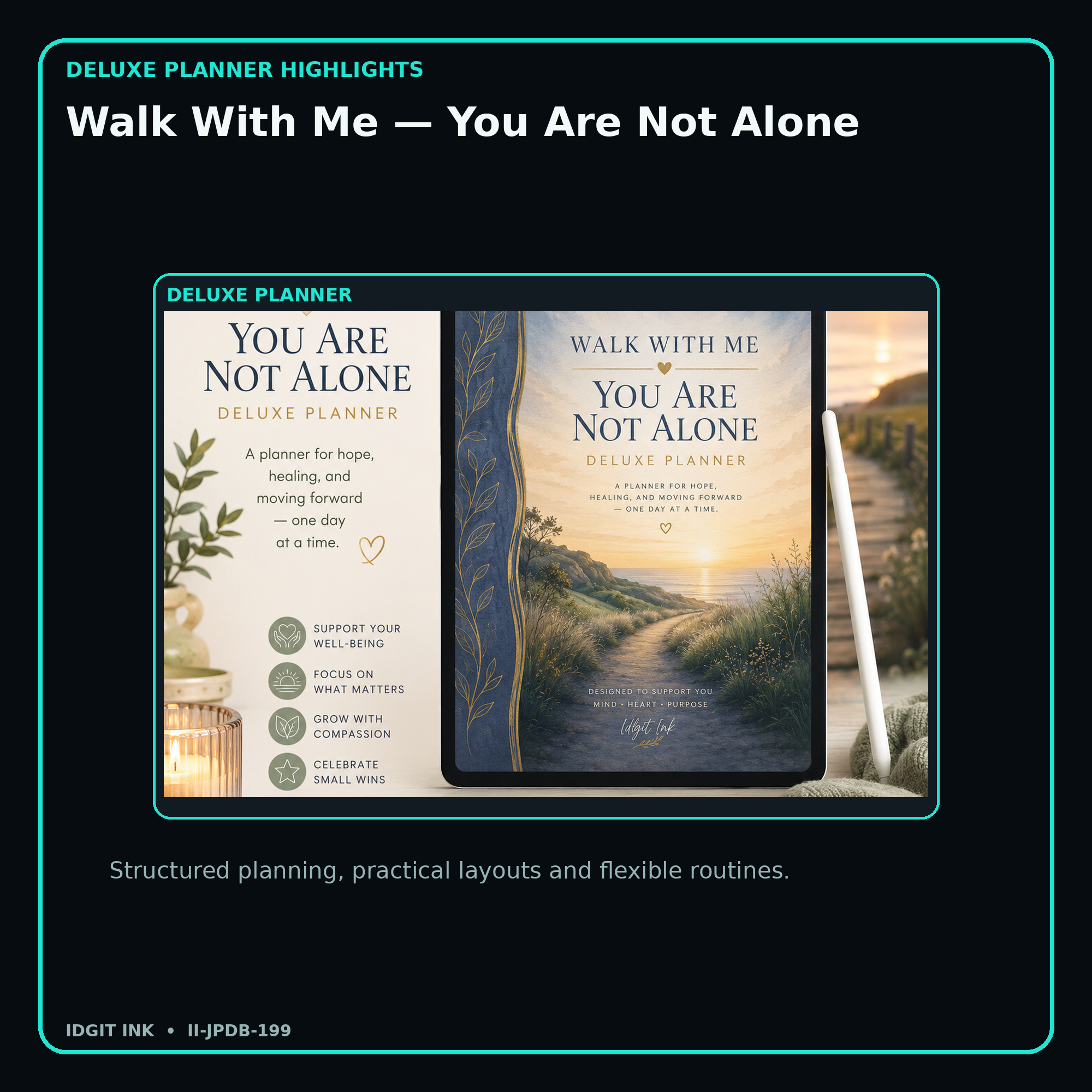 Walk With Me — You Are Not Alone deluxe digital planner features and flexible organization
