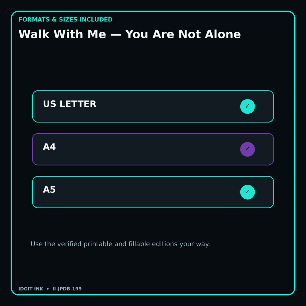 Walk With Me — You Are Not Alone digital bundle formats in US Letter A4 and A5