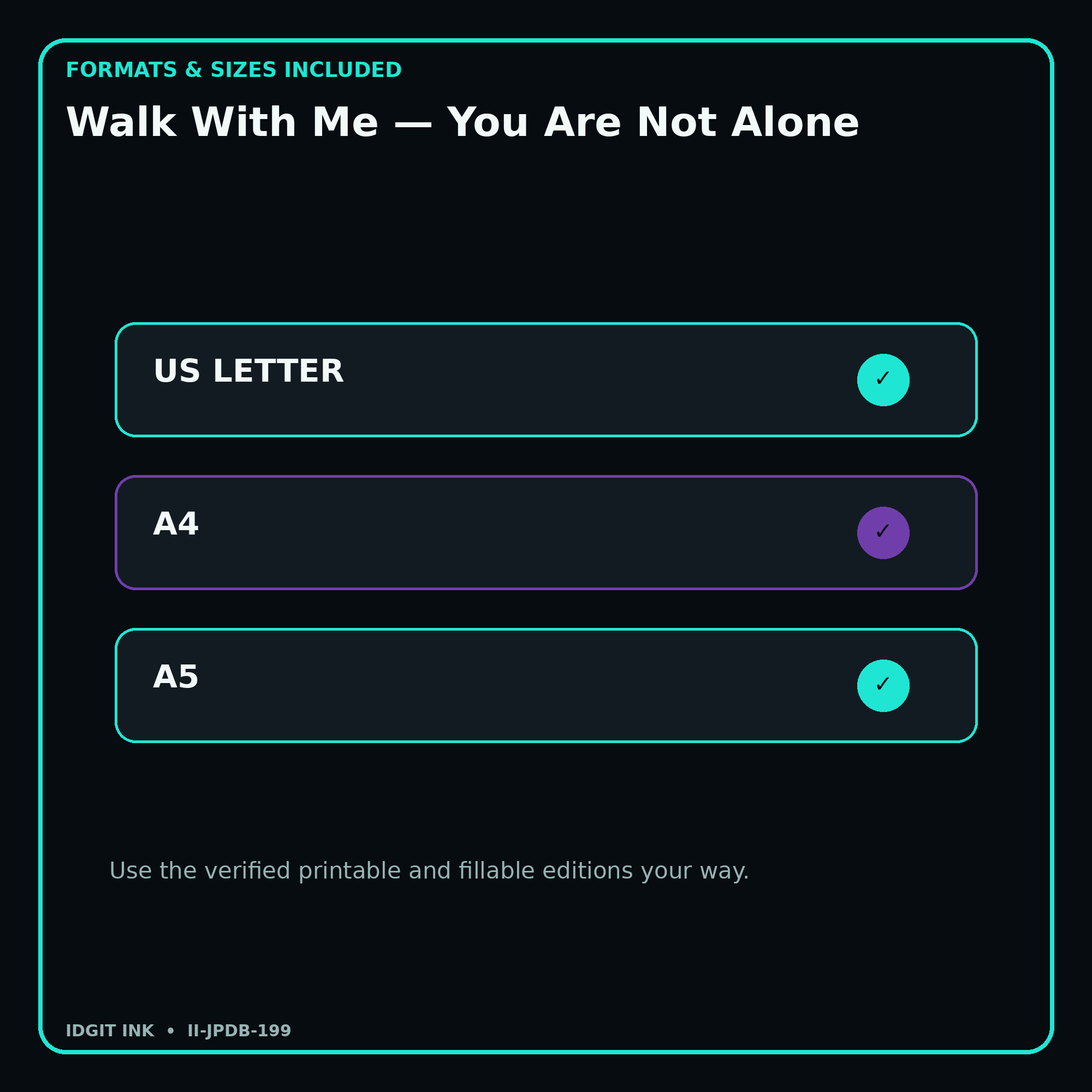 Walk With Me — You Are Not Alone digital bundle formats in US Letter A4 and A5
