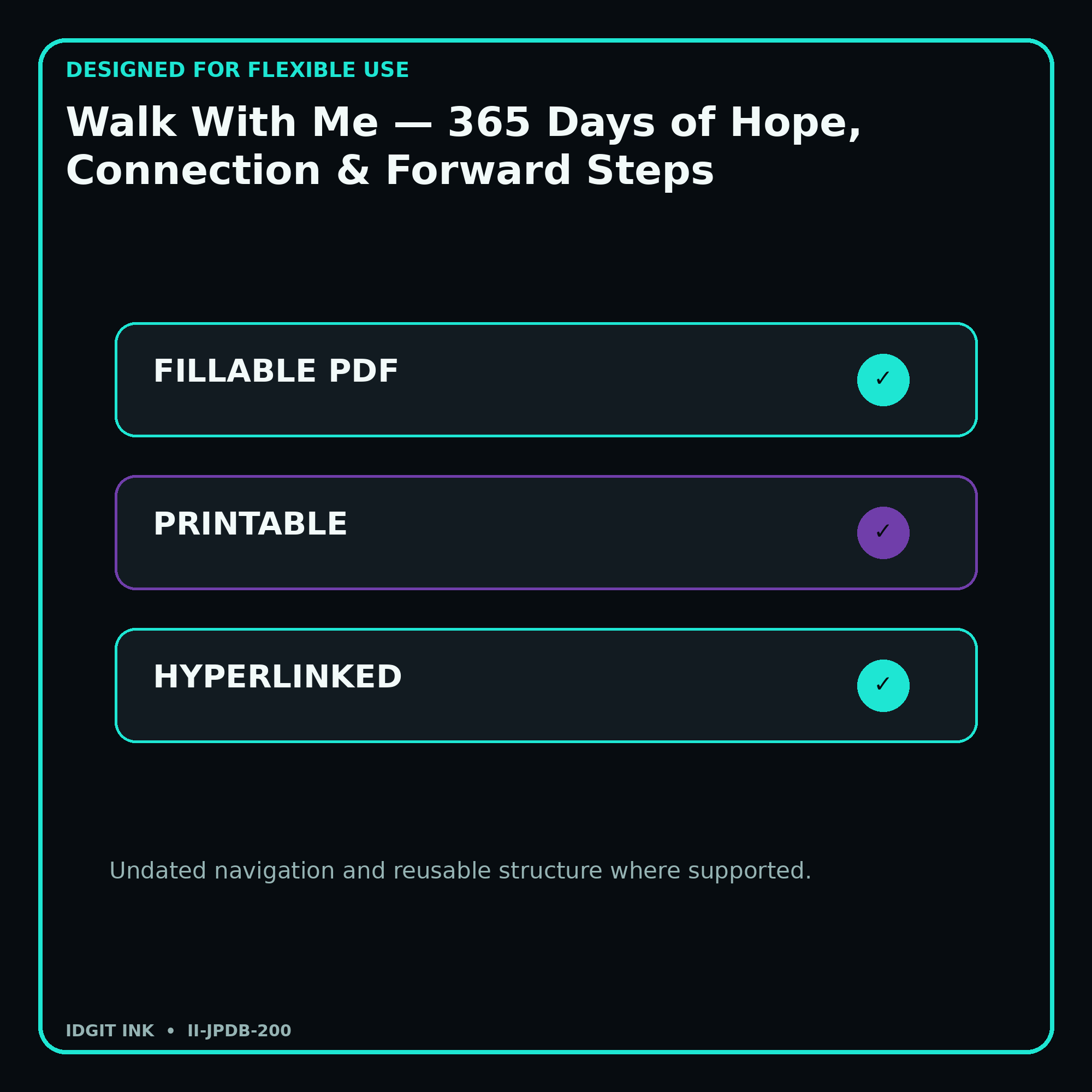 Walk With Me — 365 Days of Hope, Connection & Forward Steps fillable printable and hyperlinked digital features