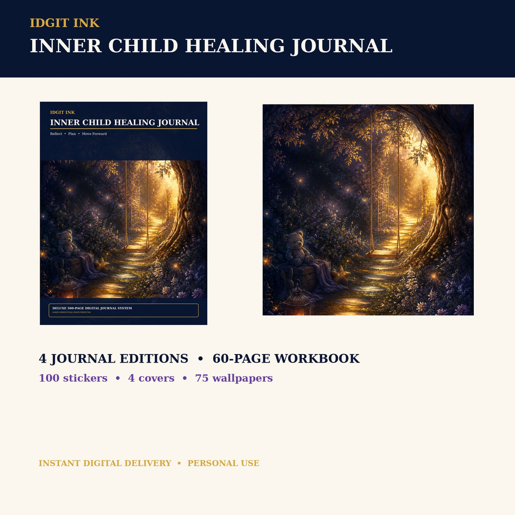 Idgit Ink Inner-Child Healing digital journal — complete deluxe journal bundle overview