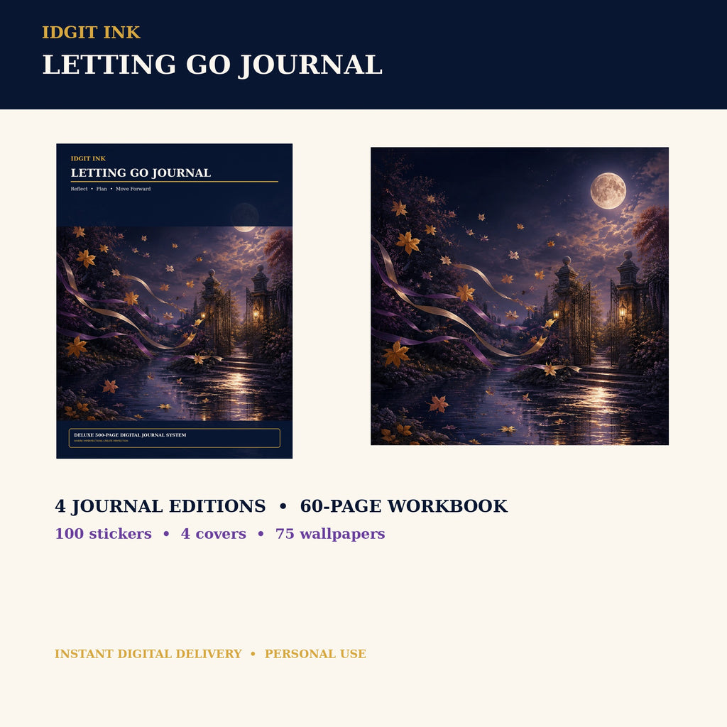 Idgit Ink Letting-Go digital journal — complete deluxe journal bundle overview