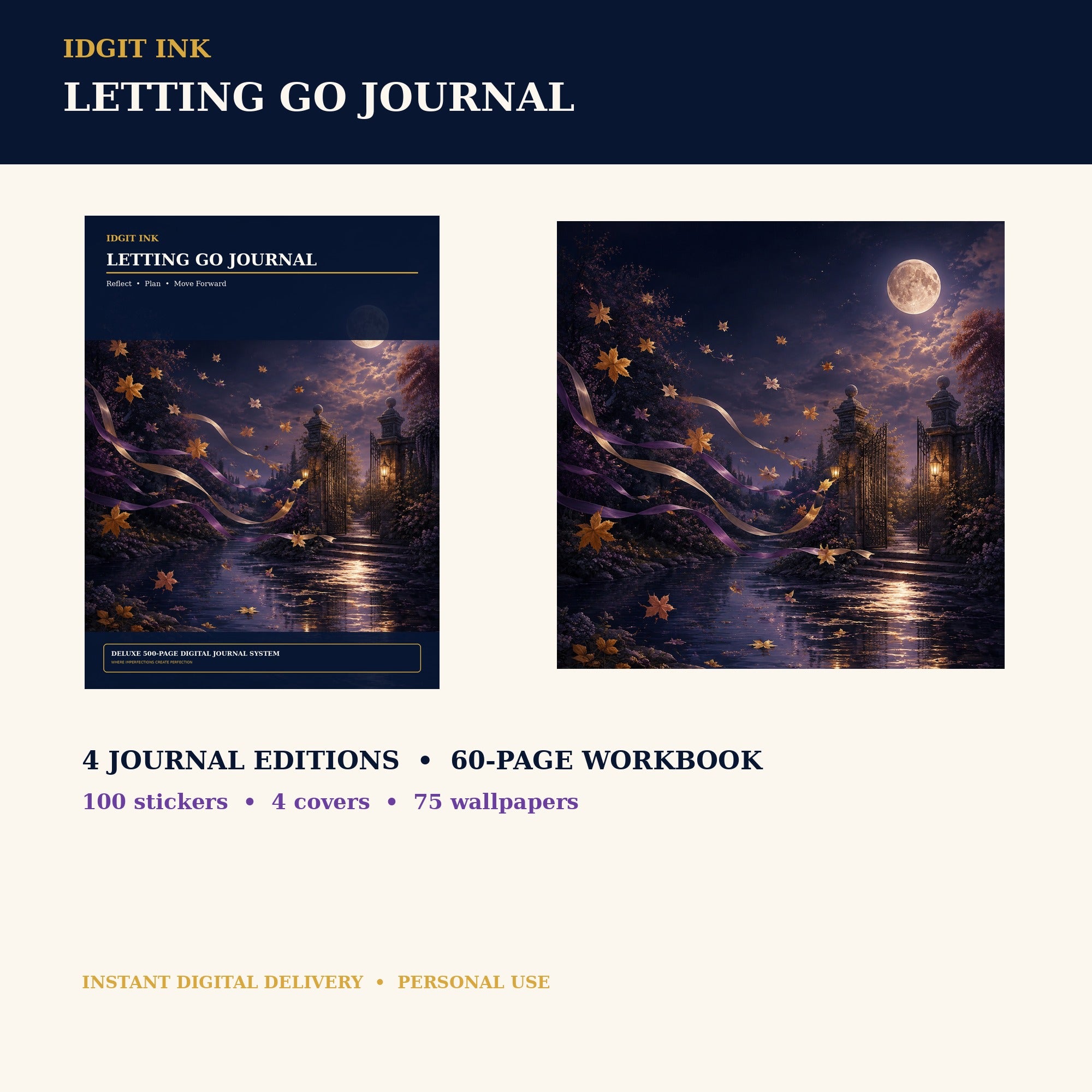Idgit Ink Letting-Go digital journal — complete deluxe journal bundle overview