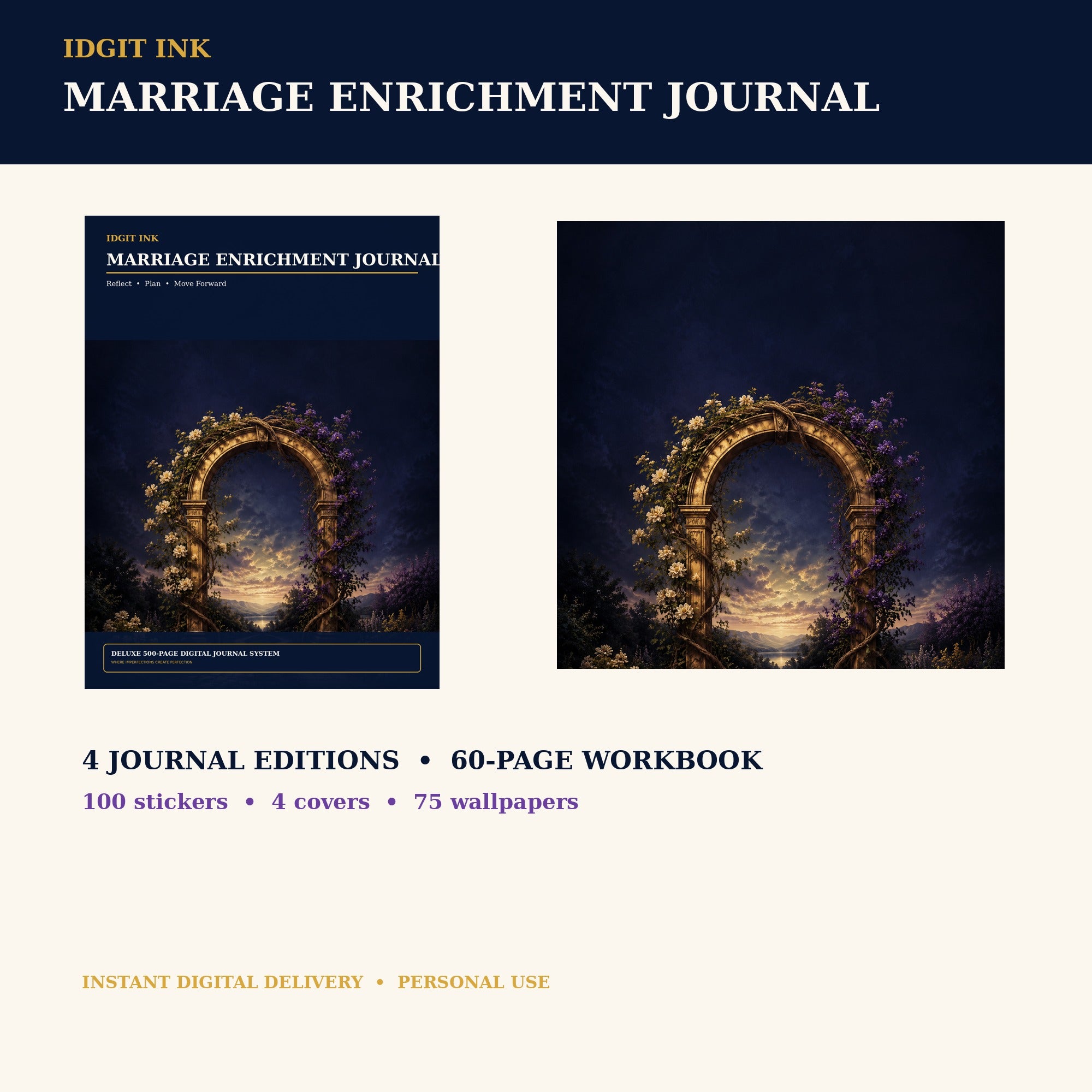 Idgit Ink Marriage Enrichment digital journal — complete deluxe journal bundle overview