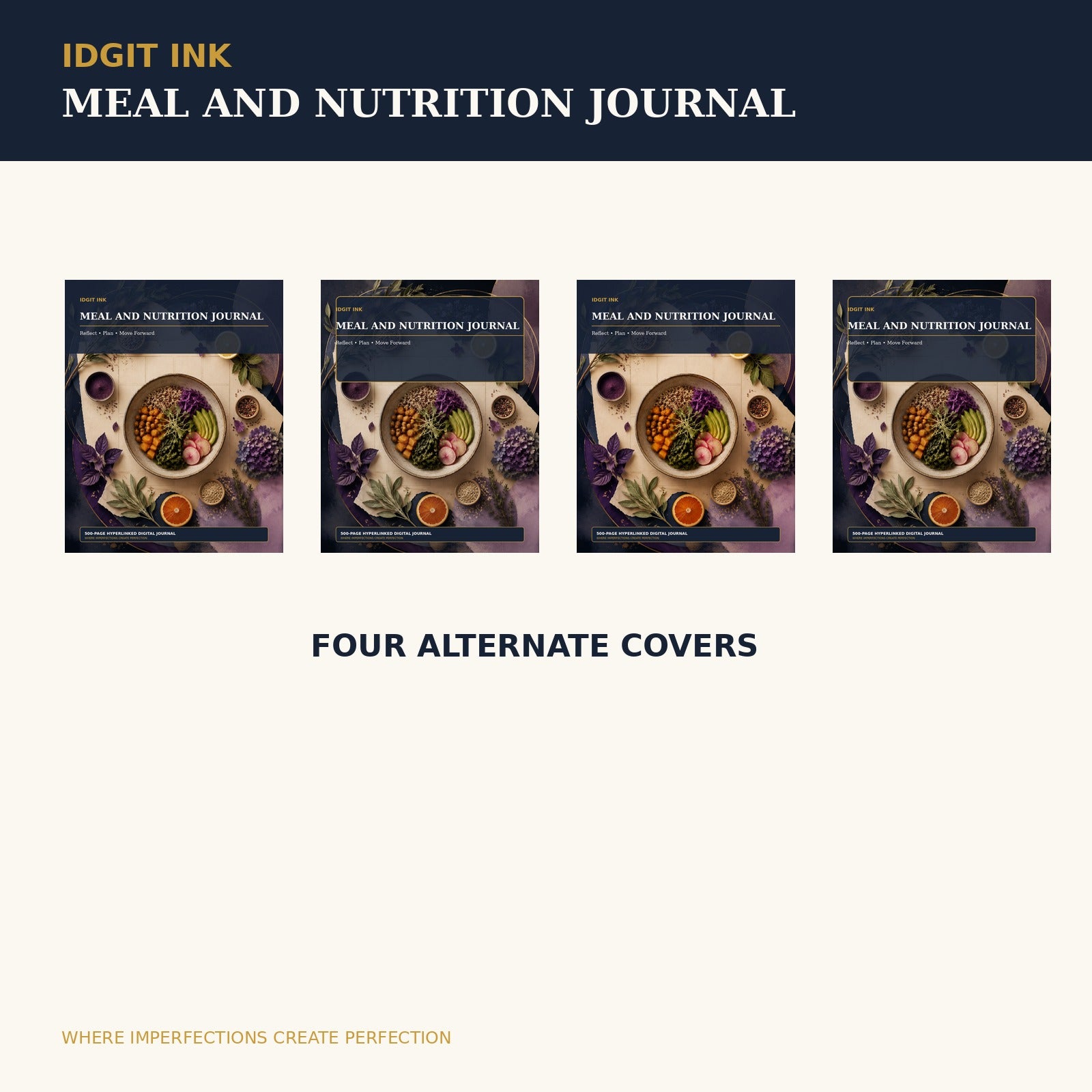 Idgit Ink Meal and Nutrition digital journal — four alternate journal covers