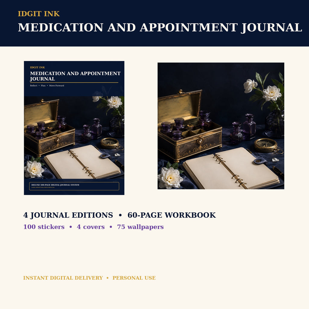 Idgit Ink Medication and Appointment digital journal — complete deluxe journal bundle overview