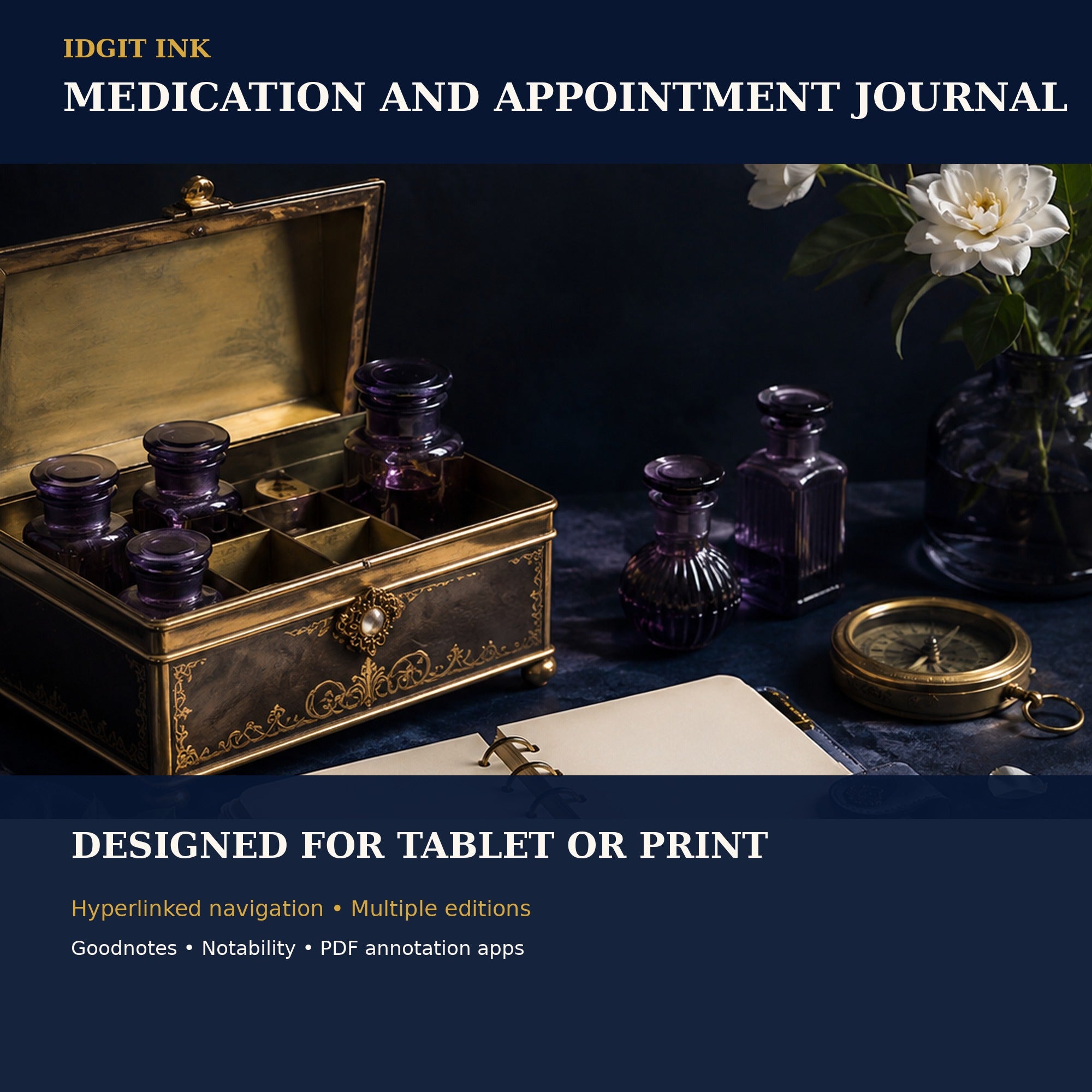 Idgit Ink Medication and Appointment digital journal — 100 PNG digital stickers preview
