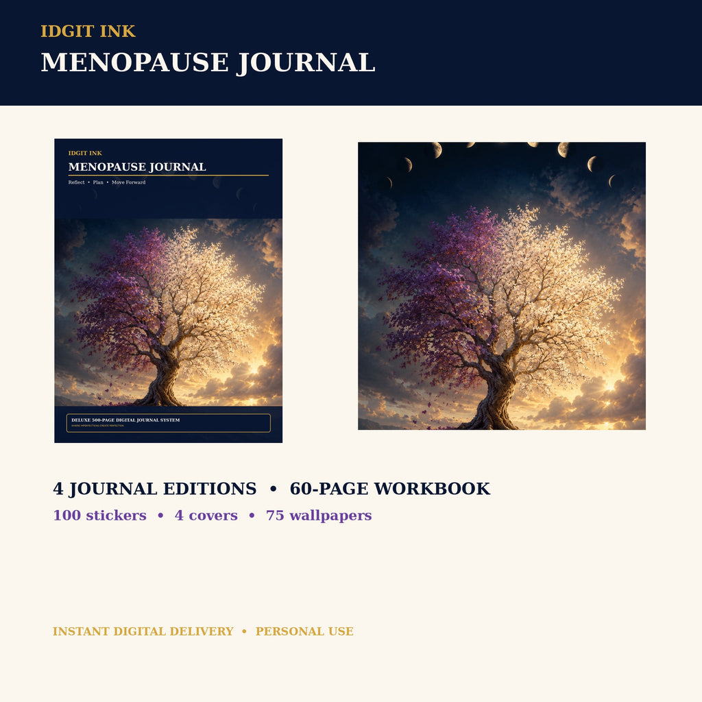 Idgit Ink Menopause digital journal — complete deluxe journal bundle overview