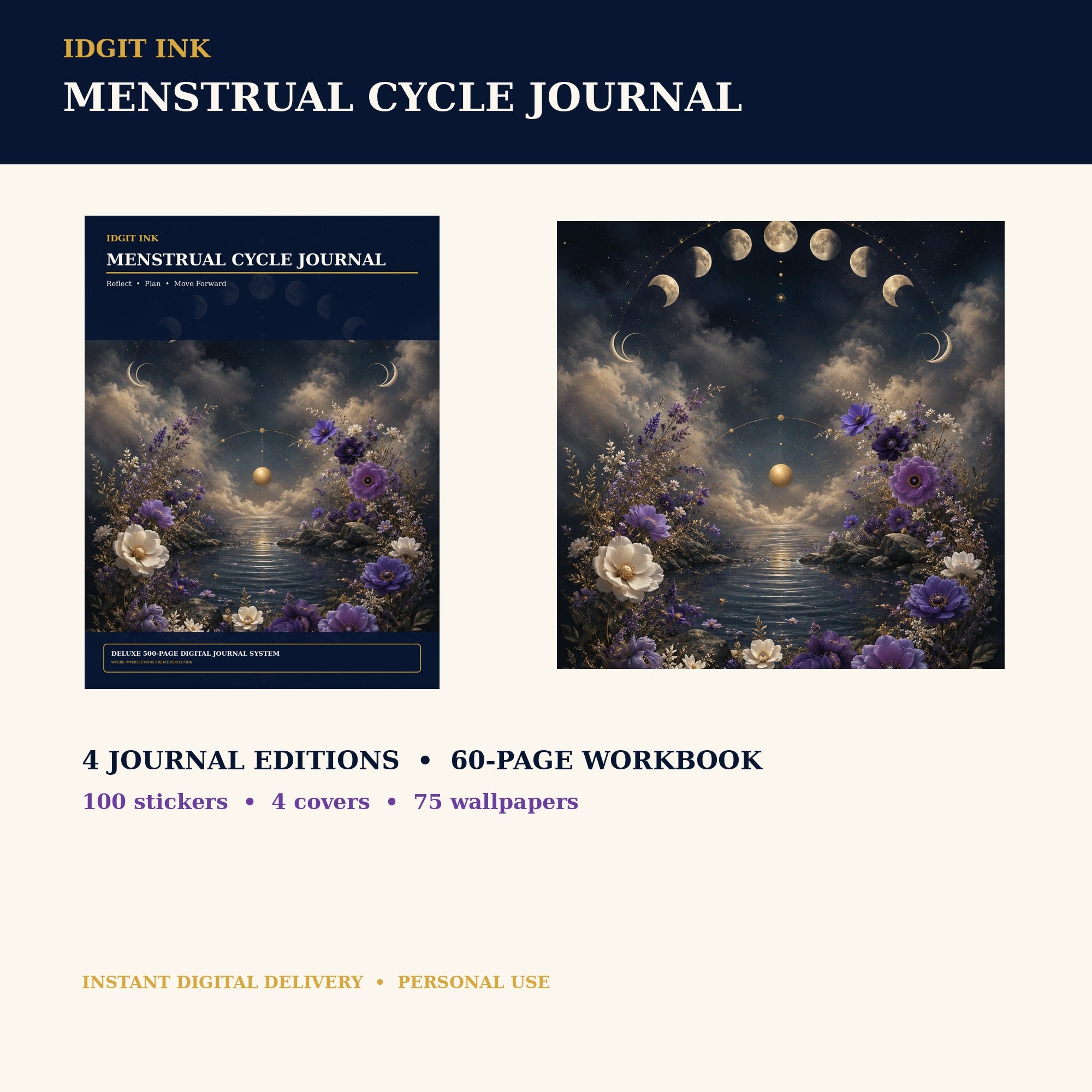 Idgit Ink Menstrual-Cycle digital journal — complete deluxe journal bundle overview