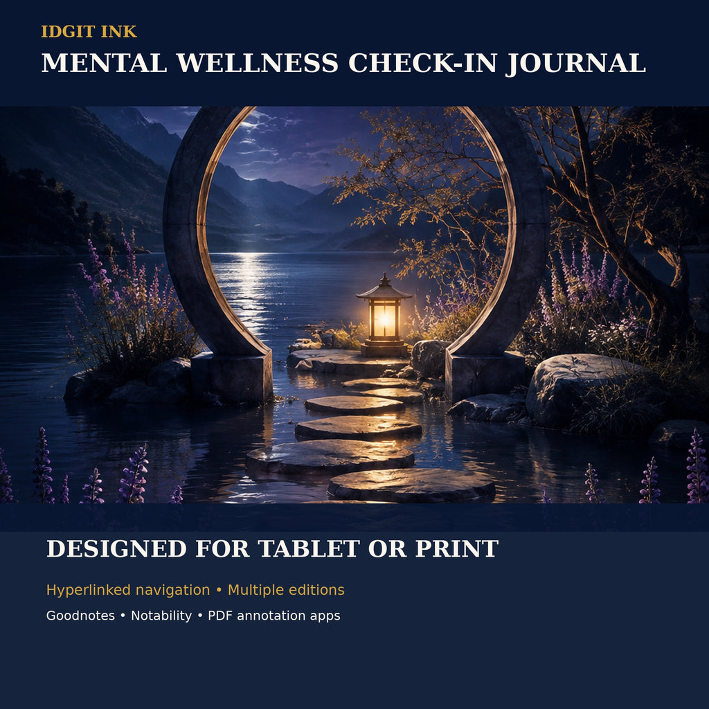 Idgit Ink Mental Wellness Check-In digital journal — 100 PNG digital stickers preview