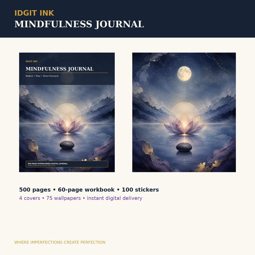 Idgit Ink Mindfulness digital journal — complete deluxe journal bundle overview