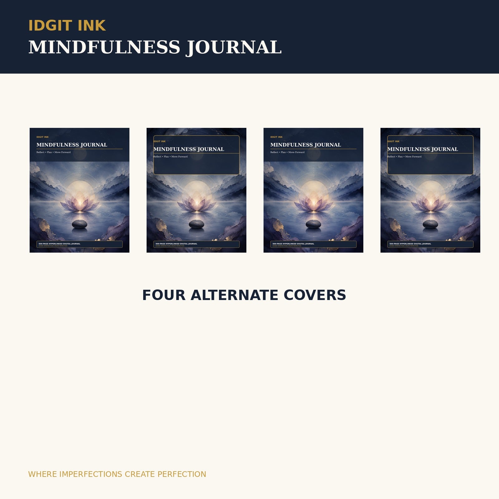 Idgit Ink Mindfulness digital journal — four alternate journal covers
