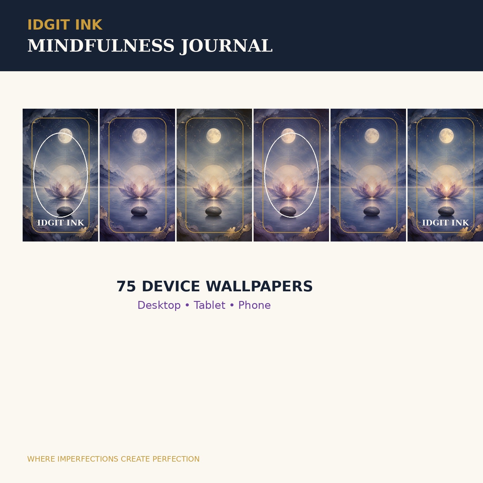 Idgit Ink Mindfulness digital journal — 75 device wallpapers preview